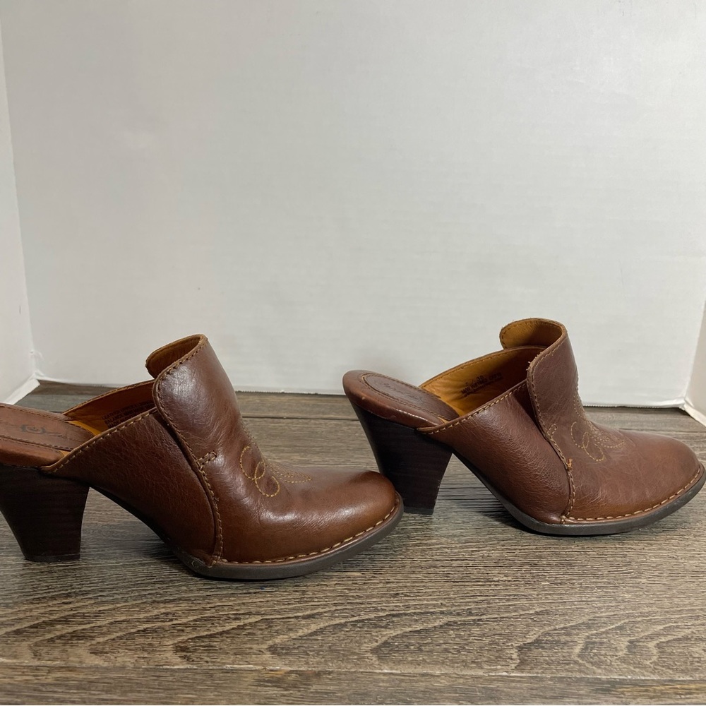 Born Brown Leather Mule Clogs - Picture 6 of 14